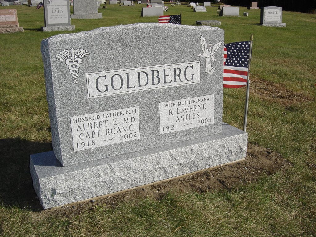 Image of a custom cemetery memorial monument headstone in the Glens Falls, NY area made by Loiselle Memorials in Hudson Falls, NY