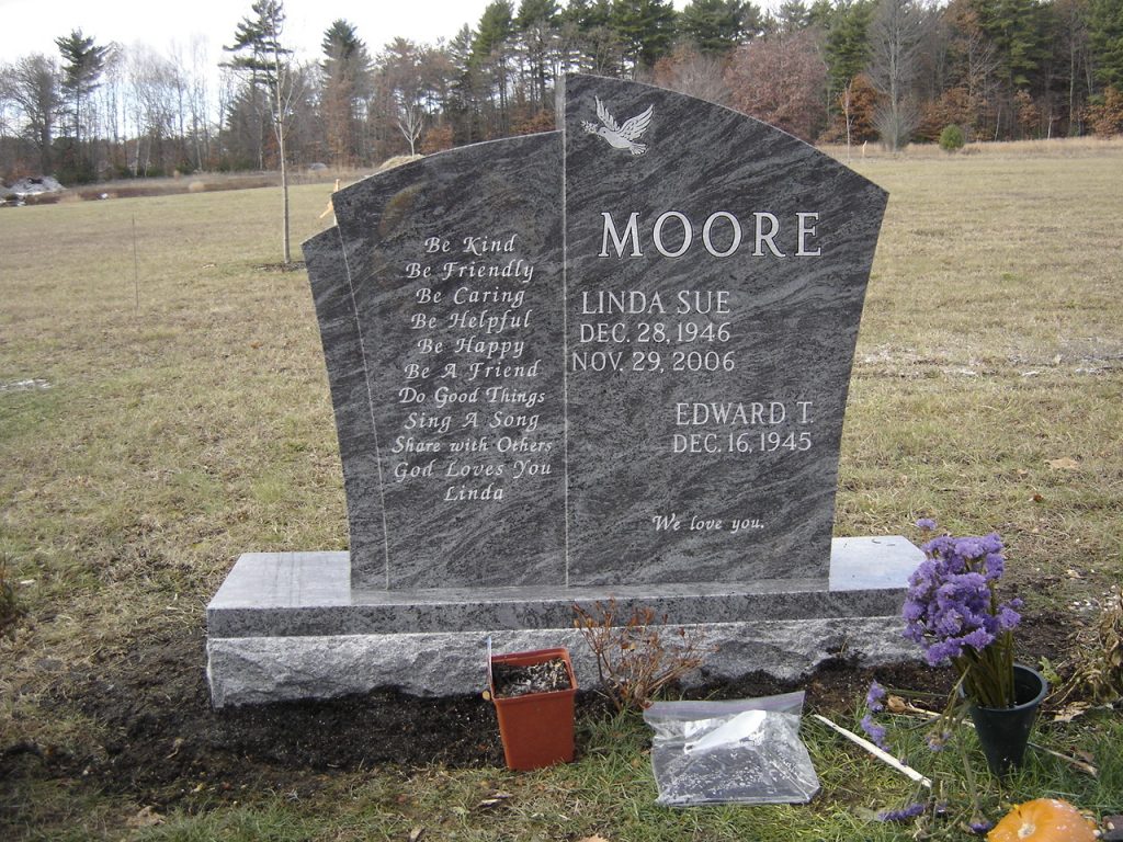 Image of a custom cemetery memorial monument headstone in the Glens Falls, NY area made by Loiselle Memorials in Hudson Falls, NY
