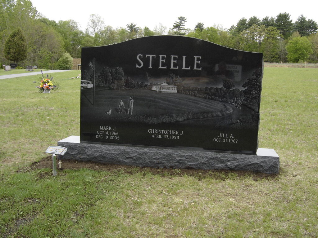 Image of a custom cemetery memorial monument headstone in the Glens Falls, NY area made by Loiselle Memorials in Hudson Falls, NY